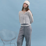 ROLAROLA 2605 NUBASIC LINEN CARDIGAN WHITE