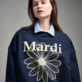 MARDI MERCREDI 2511 SWEATSHIRT FLOWERMARDI_NAVY LEMON