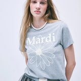 MARDI MERCREDI 2511 SLIM TSHIRT FLOWERMARDI_GREY IVORY