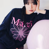 MARDI MERCREDI 2511 SWEATSHIRT FLOWERMARDI NEEDLEWORK_NAVY FUCHSIA