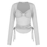 ILLIGO 2610 BOLERO SHIRRING TOP TEE GRAY
