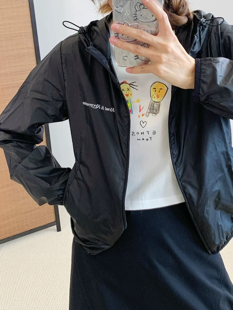 【Rest&Recreation】24HS★ (W)POLYESTER WINDBREAKER JACKET REST & RECREATION 2412 POLYESTER WINDBREAKER JACKET_BLACK