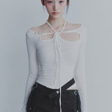 PAIN OR PLEASURE 2608 WRINKLED ORCHID TOP IVORY