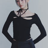 PAIN OR PLEASURE 2608 WRINKLED ORCHID TOP BLACK
