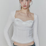 PAIN OR PLEASURE 2604 DAISY RIBBON TOP WHITE