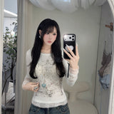 SCULPTOR 2602 Triple Lace Layered Tee Ivory