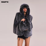 SMFK 2601 十字雕像小号石头包 银黑狐