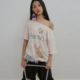 SCULPTOR 2606 Wander Girl Off-Shoulder Tee Baby Pink