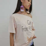 SCULPTOR 2606 Wander Girl Off-Shoulder Tee Baby Pink