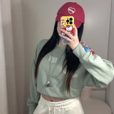MARITHE 2511 经典LOGO圆领无帽卫衣 薄荷绿