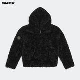 SMFK 2410 雪人经典环保皮草帽衫/荒野黑