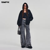 SMFK 2604 十字雕像阔身拉链帽衫 荒野黑