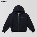 SMFK 2604 十字雕像阔身拉链帽衫 荒野黑