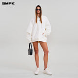 SMFK 2602 十字雕像阔身运动帽衫 雪山白