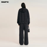SMFK 2510 野性复古阔身运动拉链帽衫 荒野黑