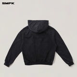 SMFK 2510 野性复古阔身运动拉链帽衫 荒野黑