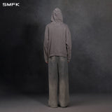 SMFK 2610 风神进化冷染巨型连帽针织夹克 冷染灰