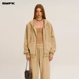 SMFK 2511 野性复古阔身运动拉链帽衫 褪色沙漠