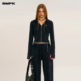 SMFK 2512 野性复古修身拉链帽衫 湮灭黑