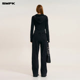 SMFK 2512 野性复古修身拉链帽衫 湮灭黑