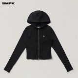 SMFK 2512 野性复古修身拉链帽衫 湮灭黑