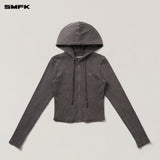 SMFK 2510 野性复古修身拉链帽衫 湮灭棕