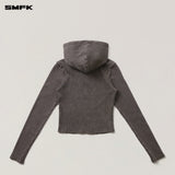 SMFK 2510 野性复古修身拉链帽衫 湮灭棕