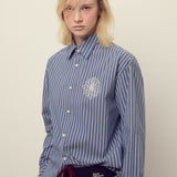 MARDI MERCREDI 2511 COTTON SHIRT STRIPE_NAVY IVORY