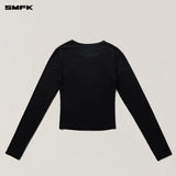 SMFK 2510 十字印章醋酸修身上衣 荒野黑