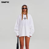 SMFK 2602 十字雕像巨型长袖上衣 云白
