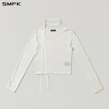 SMFK 2608 海妖流浪V领针织上衣 云白