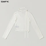 SMFK 2608 海妖流浪V领针织上衣 云白
