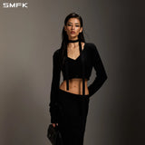 SMFK 2608 海妖流浪V领针织上衣 荒野黑