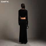 SMFK 2608 海妖流浪V领针织上衣 荒野黑