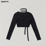SMFK 2608 海妖流浪V领针织上衣 荒野黑