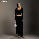 SMFK 2609 幻影海妖虚幻针织连帽开衫 荒野黑