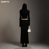 SMFK 2609 幻影海妖虚幻针织连帽开衫 荒野黑