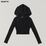 SMFK 2609 幻影海妖虚幻针织连帽开衫 荒野黑