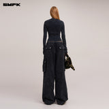 SMFK 2512 野性复古长袖针织衫/石磨洗/湮灭黑