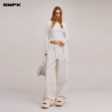 SMFK 2512 野性复古圆领长袖针织衫 湮灭白