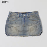 SMFK 2605 幻影雕像牛仔短裙 湖水蓝