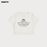 SMFK 2504 比弗利电影字幕短身TEE/雪山白