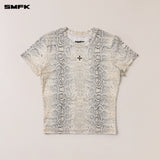 SMFK 2506 十字印章修身运动Tee/幻影眼镜蛇纹