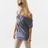 SCULPTOR 2606 Broken Girls Roll Up Tee Dirty Purple