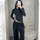 SMFK 2510 暴风褪色蚕丝运动长袖上衣 荒野黑