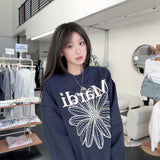 MARDI MERCREDI 2511 SWEATSHIRT FLOWERMARDI NEEDLEWORK_NAVY CREAM
