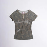 SCULPTOR 2603 Heavenly Button Down Camo Tee Forest