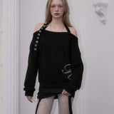 ROSE FRANTZ 2603 Eyelet Strap Open Sweatshirt
