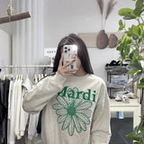 MARDI MERCREDI 2510 SWEATSHIRT FLOWERMARDI NEEDLEWORK_OATMEAL GREEN