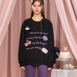 13DE MARZO | 2407 Kuromi Ribbon Story Sweatshirt Black